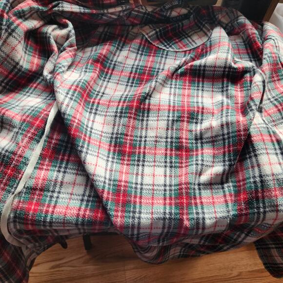 Lauren Ralph Lauren Fleece Robe Women Size XS Plaid Light Pocket Long Sleeve Tie - Picture 11 of 13